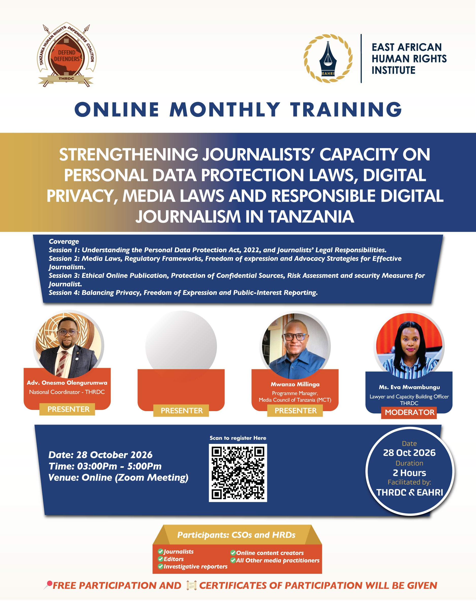 STRENGTHENING JOURNALISTS’ CAPACITY ON PERSONAL DATA PROTECTION LAWS, DIGITAL PRIVACY, MEDIA LAWS AND RESPONSIBLE DIGITAL JOURNALISM IN TANZANIA